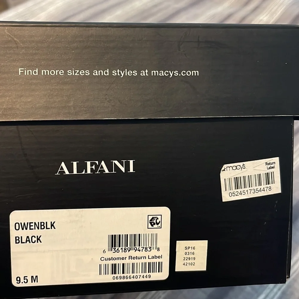 Alfani Owen Derby Oxfords Size 9.5M Cap Toe Lace Up Dress Shoes Black Felt NWB